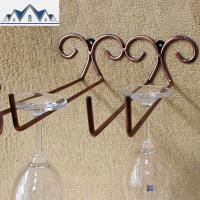 悬挂创意悬挂式六杯八杯红酒杯架倒挂吊架古铜色铁艺酒架时尚壁挂 三维工匠收纳层架