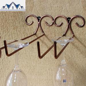 悬挂创意悬挂式六杯八杯红酒杯架倒挂吊架古铜色铁艺酒架时尚壁挂 三维工匠收纳层架