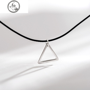 s925银几何三角项链简约个性小众chocker冷淡风女ins黑色颈带韩版 JiMi