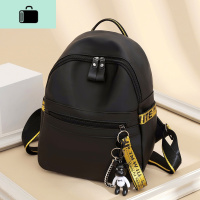 牛津布尼龙ins双肩包女2020新款包包时尚百搭时尚大容量旅行背包NEW LAKE 黑色-送公仔