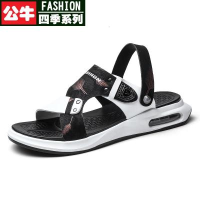 公牛四季皮凉鞋男夏季2021年新款潮两用休闲运动凉拖外穿开车沙滩男士拖鞋