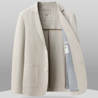 纯棉西装男士春夏薄款里布包边休闲西服透气免烫单西外套