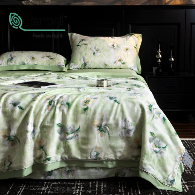 美式轻奢高级感天丝夏被夏凉被薄被子套件数码印花夏被四件套