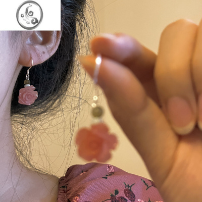 JiMi原创花朵耳坠耳环小众设计感甜美百搭简约耳钉耳饰女高级感耳夹