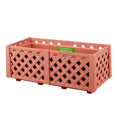 创意镂空仿木格栅栏花盆阳台长方形塑料种菜盆庭院种植花砖红色大