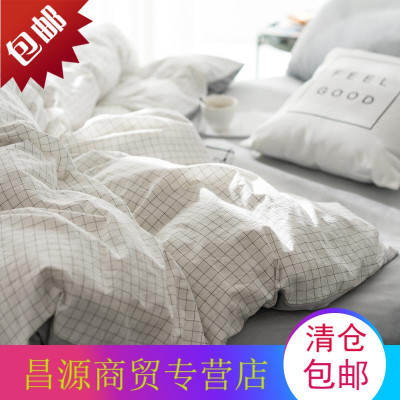 简约冬季保暖a面水洗棉全棉b面水晶绒四件套短毛绒床单床笠1.8米