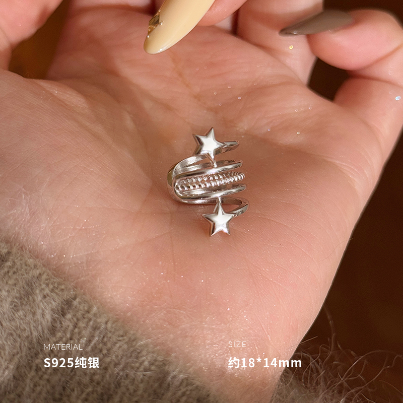 925纯银环绕星星耳夹女耳环耳饰个性小众简约2025礼物潮 BCE8944