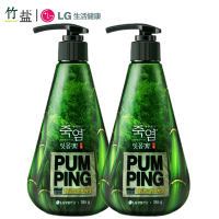 LG竹盐 韩国进口竹盐派缤按压式牙膏285g*2家庭装 清新口气 护龈洁齿 口腔护理套装 大容量
