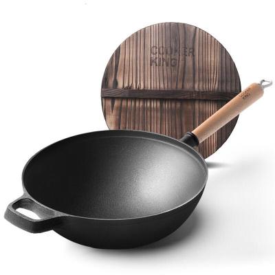 [新品]炊大皇 炒锅 煎锅 30cm厚铸铁锅无涂层炒菜锅电磁炉燃煤气明火通用锅具 36cm双耳平底