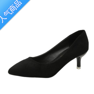 SUNTEK2023年秋季新款职业高跟鞋女中跟5cm少女细跟学生礼仪工作单杏色8