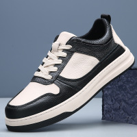 新款头层牛皮透气休闲鞋男百搭小白鞋轻便运动板鞋抖音