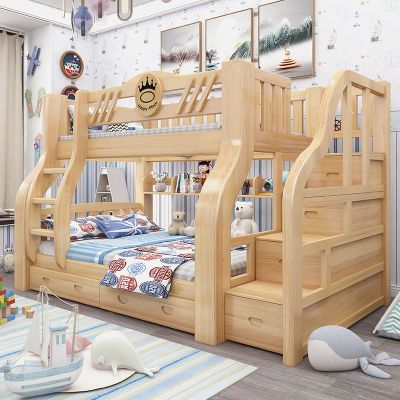 百冠环球 现代简约简易床实木儿童床子母床上下床双层床高低床松木质成人床大人床成年床多功能母子床上下铺木床双人床