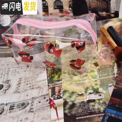 三维工匠韩国ins透明pvc防水化妆包女便携卡通大容量少女收纳旅行洗漱包[收纳包
