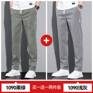 啄木鸟男装直筒休闲裤男士夏季薄款2025新款宽松弹力运动长裤子K
