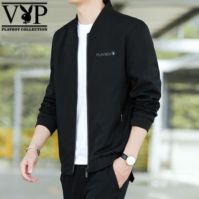 精品特卖-花花公子PLAYBOY外套男春秋薄款休闲棒球领夹克春季上衣服男士中青年春装