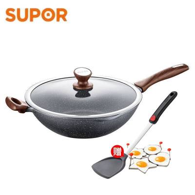 苏泊尔炒锅不粘锅星星石系列煎炒锅石铸炒勺平底锅炒菜锅炉灶NC32NA1炒锅