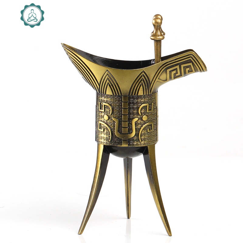 白酒杯仿古代酒杯乾隆杯青铜杯三脚杯帝王杯酒樽爵杯可喝酒杯 封后