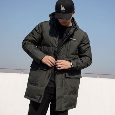 Adidas阿迪达斯羽绒服男中长款2020年新款中年男士连帽加厚外套GJ8779