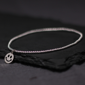 喜笑颜开原创设计银饰手串复古银珠简约圆珠手链纯银民族风饰品送女朋友老婆情人节七夕生日礼物