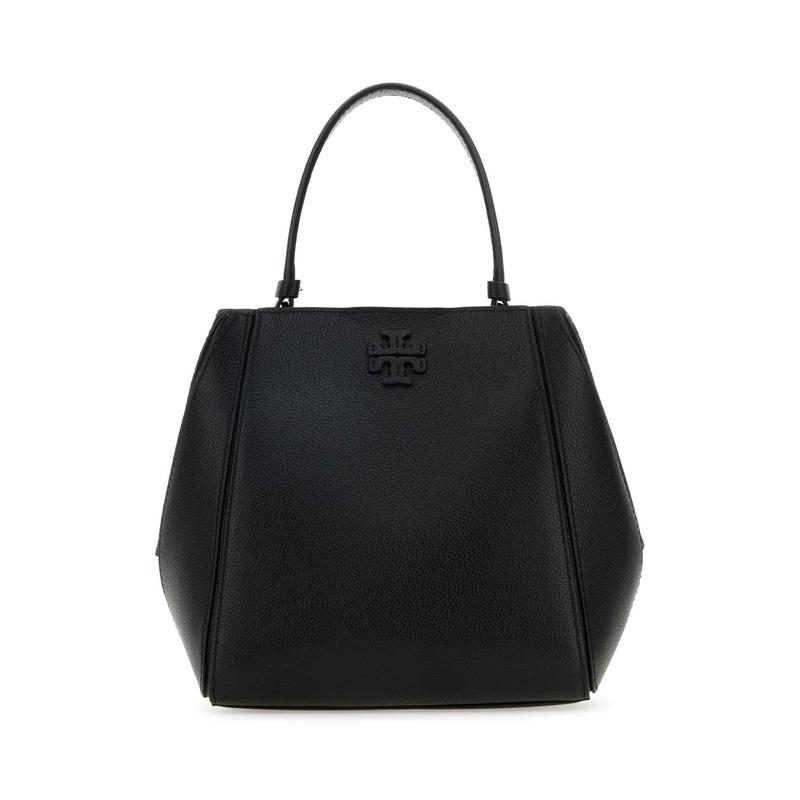 托里.伯奇(TORY BURCH)小黑皮单肩包女士链条斜挎包真皮桶包金色
