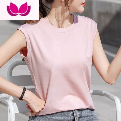 七斓80支丝光棉t恤女外穿宽松夏装无袖背心打底显瘦百搭上衣服女
