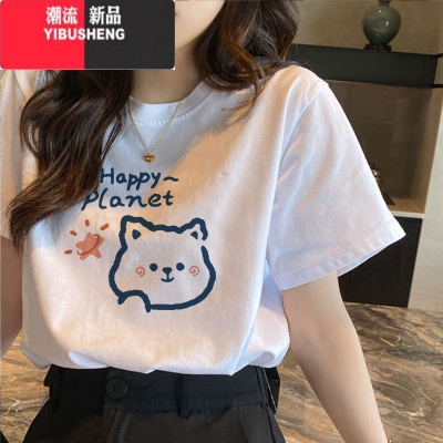 YIBUSHENG季设计感短袖t恤女2024新款韩版白色宽松体恤甜妹百搭上衣