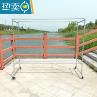 敬平镀锌钢管晾衣架双杆式户外落地晾室外防风阳台可移动室内挂衣架 长1.6高1.6宽0.6加轮子