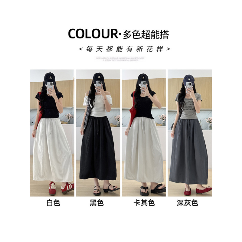 山本裙女夏季薄款2026新款高腰垂感a字长裙小个子冰丝工装半身裙
