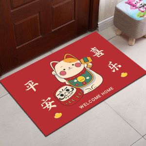 招财猫地垫可水洗入户门口卧室进门垫出入平安喜庆耐脏防滑脚垫子