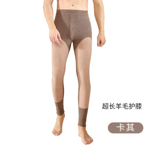 羊毛护膝男士保暖裤男裤加厚牙签条阳离子德绒秋裤男款打底裤秋冬_1