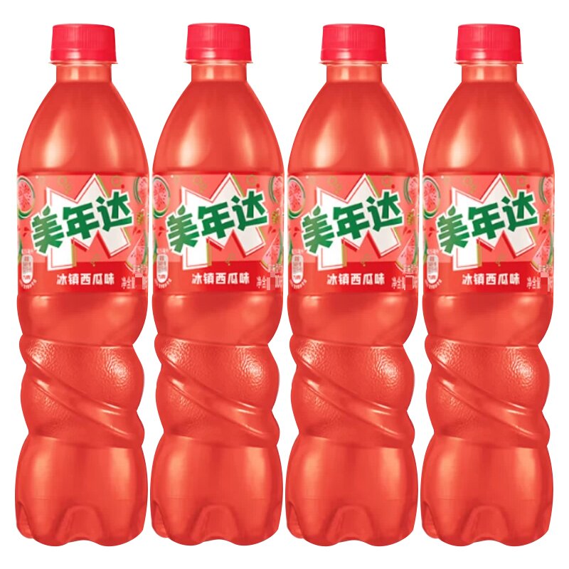 百事pepsi 美年达西瓜味汽水碳酸饮料600ml*4瓶饮料碳酸饮料清爽解渴独特口味畅饮装大容量夏日必备