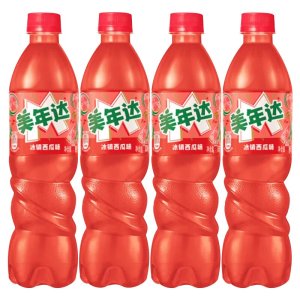 百事pepsi 美年达西瓜味汽水碳酸饮料600ml*4瓶饮料碳酸饮料清爽解渴独特口味畅饮装大容量夏日必备