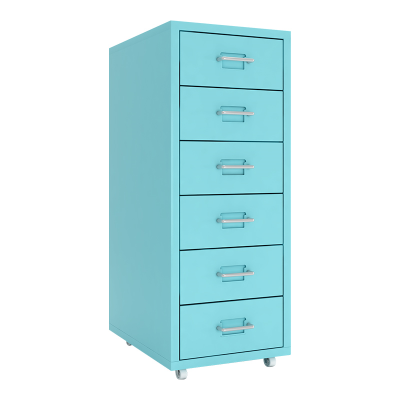 鑫环境 彩色文件柜办公室小柜子金属带锁抽屉柜移动收纳柜带轮桌下矮柜储物柜
