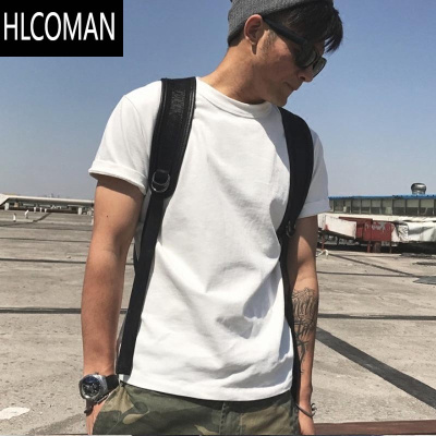 HLCOMAN复古240g美式短袖t恤男士潮牌圆领纯色宽松半袖百搭上衣