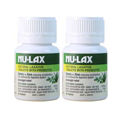 2瓶-澳洲Nu-lax乐康膏乐康片芦荟味40粒膳食纤维150