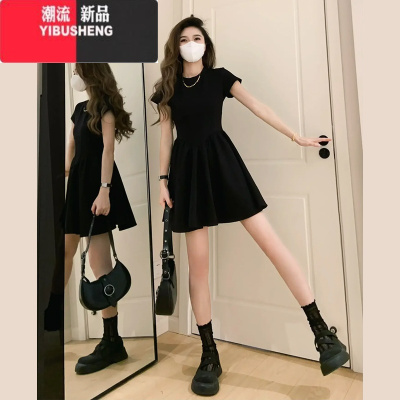 YIBUSHENG法式赫本风黑色连衣裙子女季2024新款设计感小个子显瘦收腰短裙