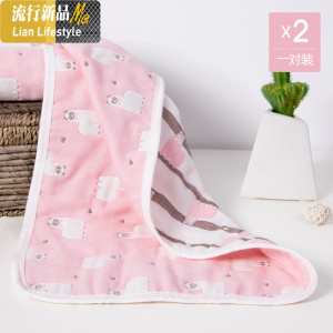 儿童枕巾棉纱布枕头布女婴儿四季卡通毛巾男宝宝吸汗单人巾 三维工匠