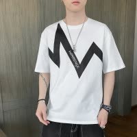 夏季新款男士短袖T恤青少年休闲宽松帅气百搭衣服男