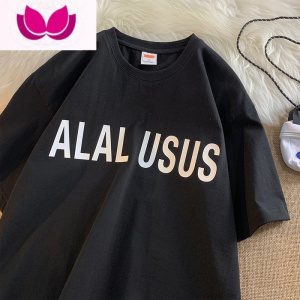 七斓美式复古t恤男夏季宽松圆领短袖2023新款高街五分袖体恤