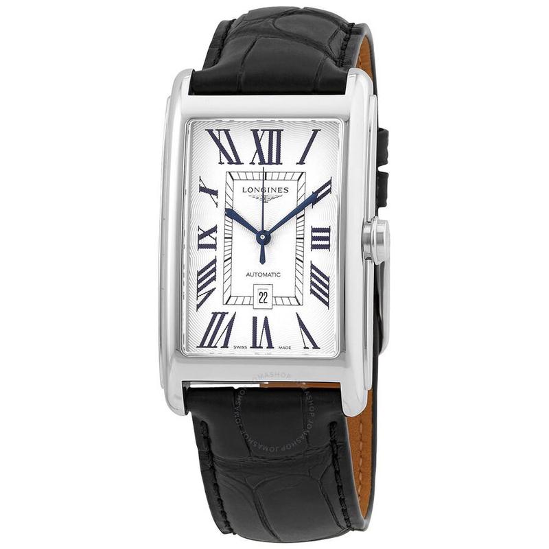 浪琴longines男士机械表黛绰维纳系列 白色表盘皮带 小方表男士自动