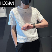 HLCOMAN夏季白色T恤男ins潮牌立体字母短袖2022年新款潮流半袖潮流半截袖