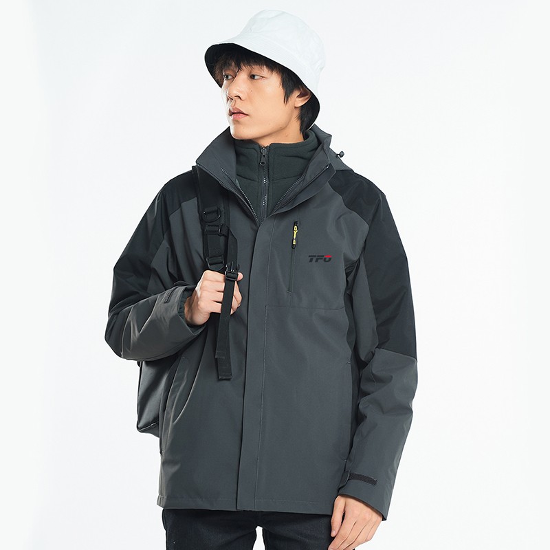TFO三合一抓绒衫内件保暖外套冲锋衣6622163男款炭灰色(M-4XL 收货地址处备注尺码)