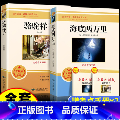 [七下]骆驼祥子+海底两万里 [正版]初中经典名著十二本七八九年级上测下册儒林外史海底两万里骆驼祥子朝花夕拾西游记水浒传