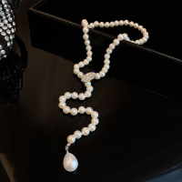 法式简约闪钻珍珠项链女高级感轻奢长款吊坠毛衣链2024新款配饰送女朋友老婆情人节七夕生日礼物