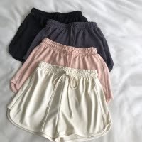 短裤女夏季韩版宽松紧腰系带INS纯色高腰运动裤五分显瘦热裤子女