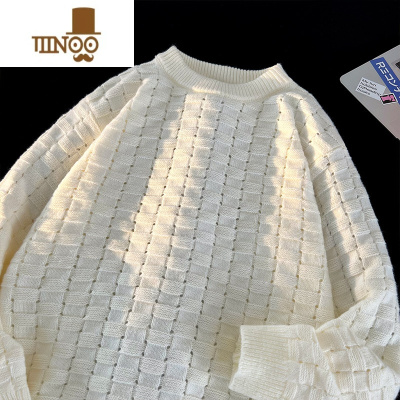 YANXU毛衣男2023新款宽松上衣服男生潮牌日系复古加厚针织衫外套