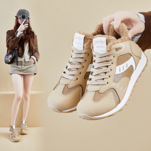 ins韩版新款加绒高帮老爹鞋女冬季学生休闲厚底增高