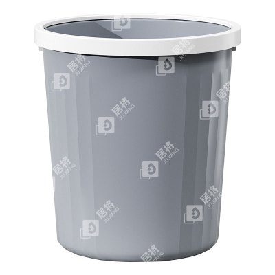 居将 JJ4022212 塑料压圈垃圾篓客厅大容量无盖大口径垃圾桶 灰色小号8L