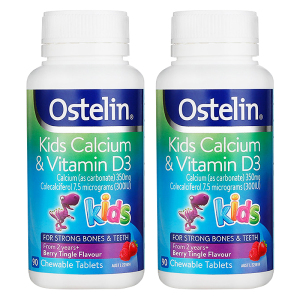 Ostelin奥斯特林 小恐龙钙+维生素D3儿童成长钙片咀嚼片 90片 2瓶