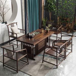 茶桌椅组合茶具套装桌子一体实木简约茶几办公家用榆木功夫泡茶台